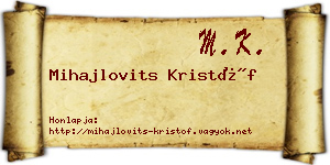 Mihajlovits Kristóf névjegykártya